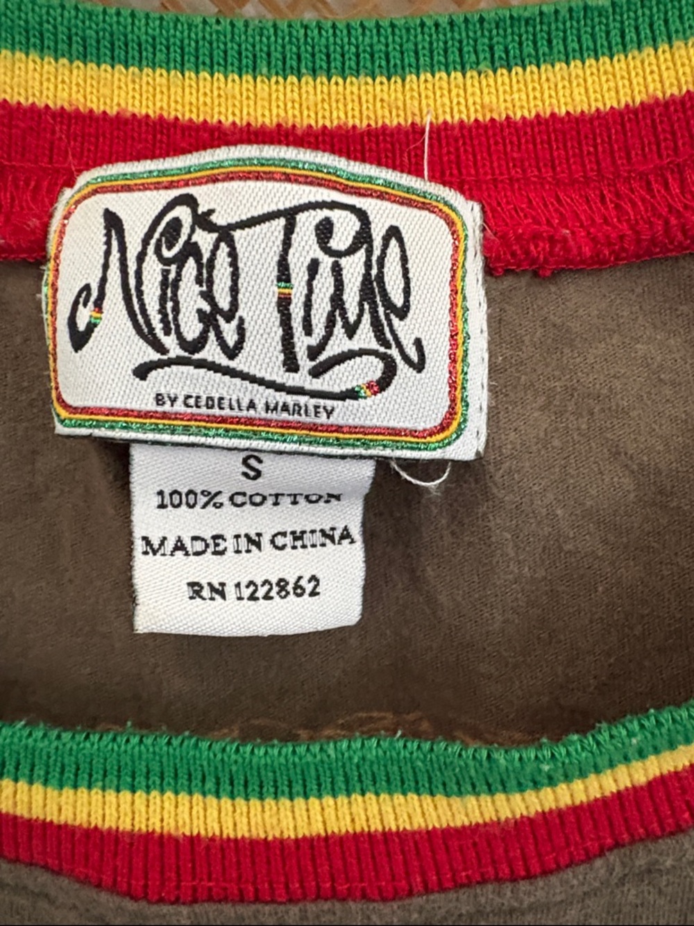 Catch a Fire Bob Marley Graphic Ringer Tee with Rasta Trim - Picture 3 of 5